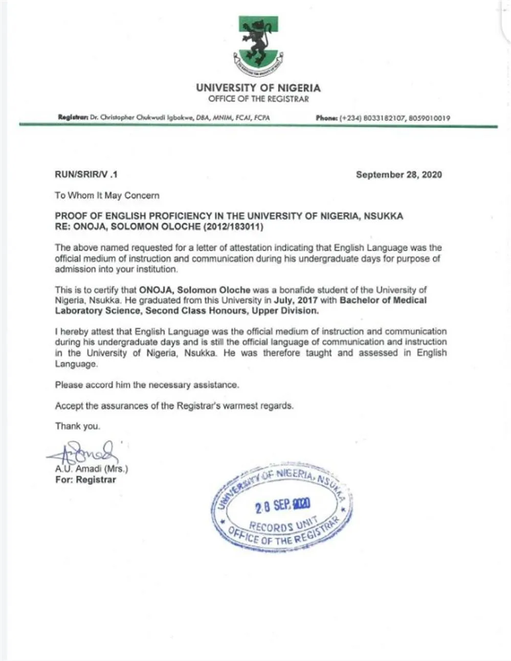 English Proficiency Certificate