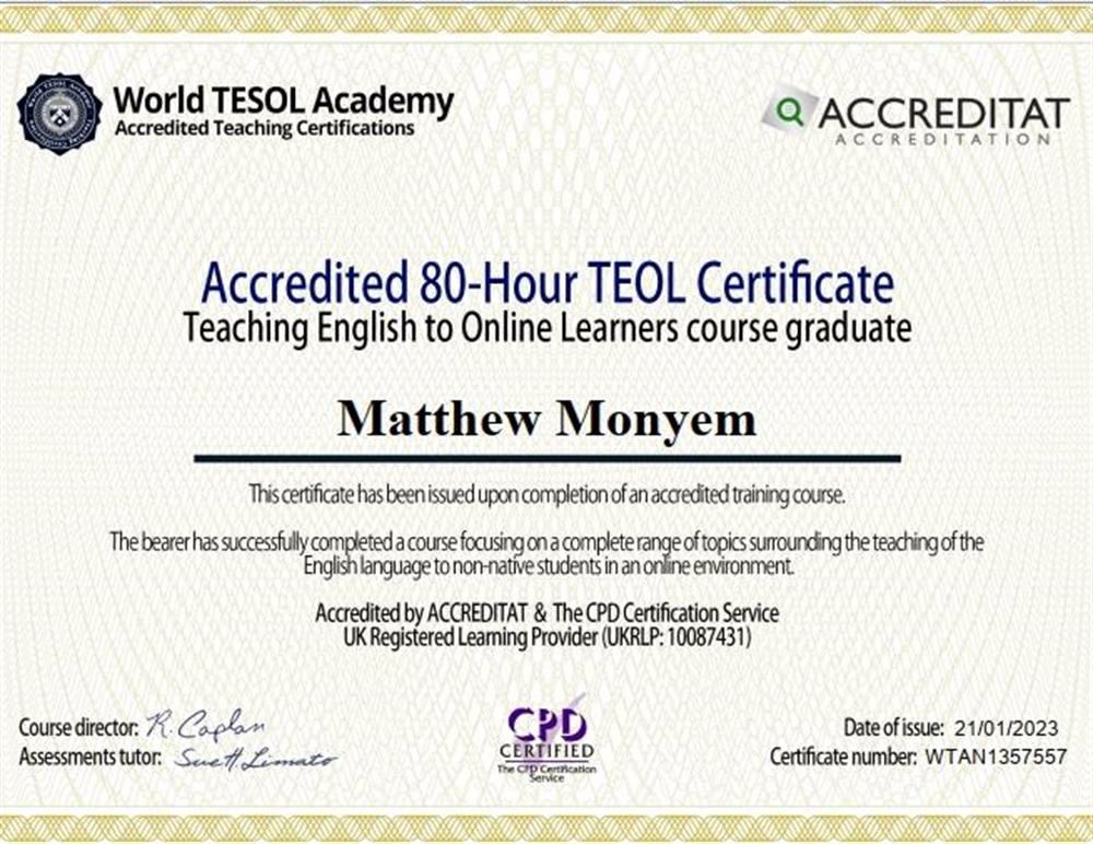TEOL Certificate