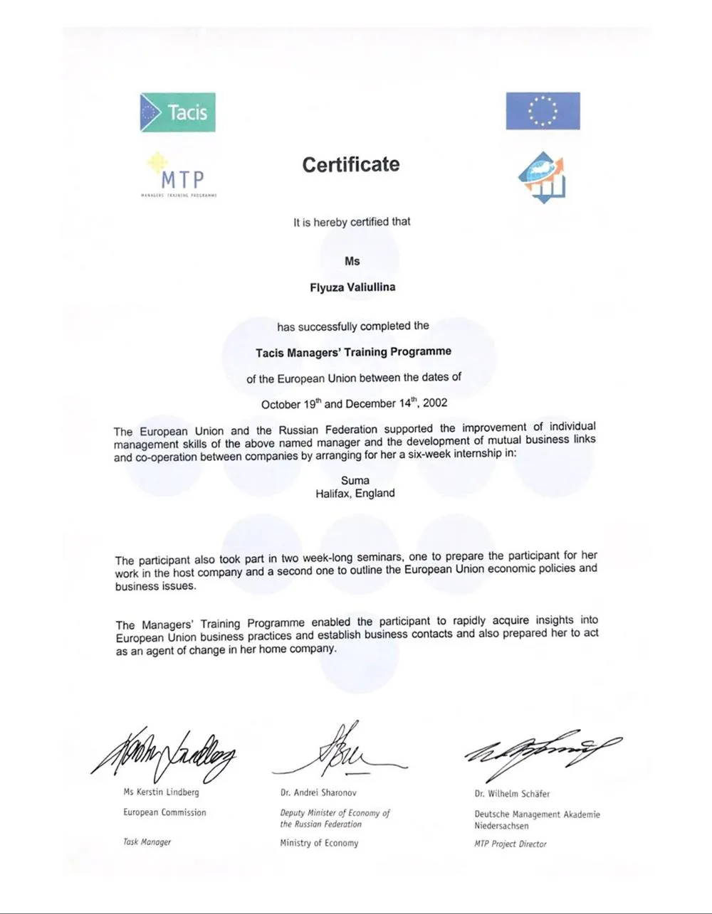 EU-RF - MTP Certificate