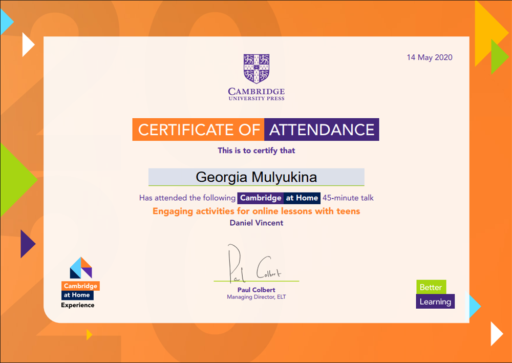 Cambridge University Press webinar Engaging Activities for Online Lessons with Teens