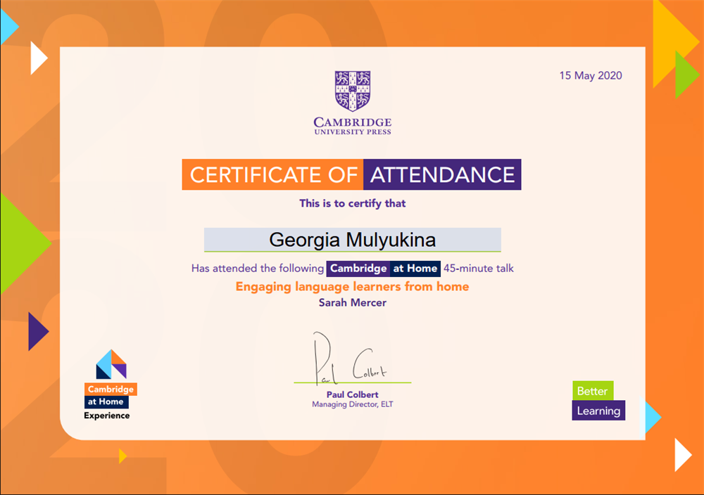 Cambridge University Press webinar Engaging Language Learners from Home