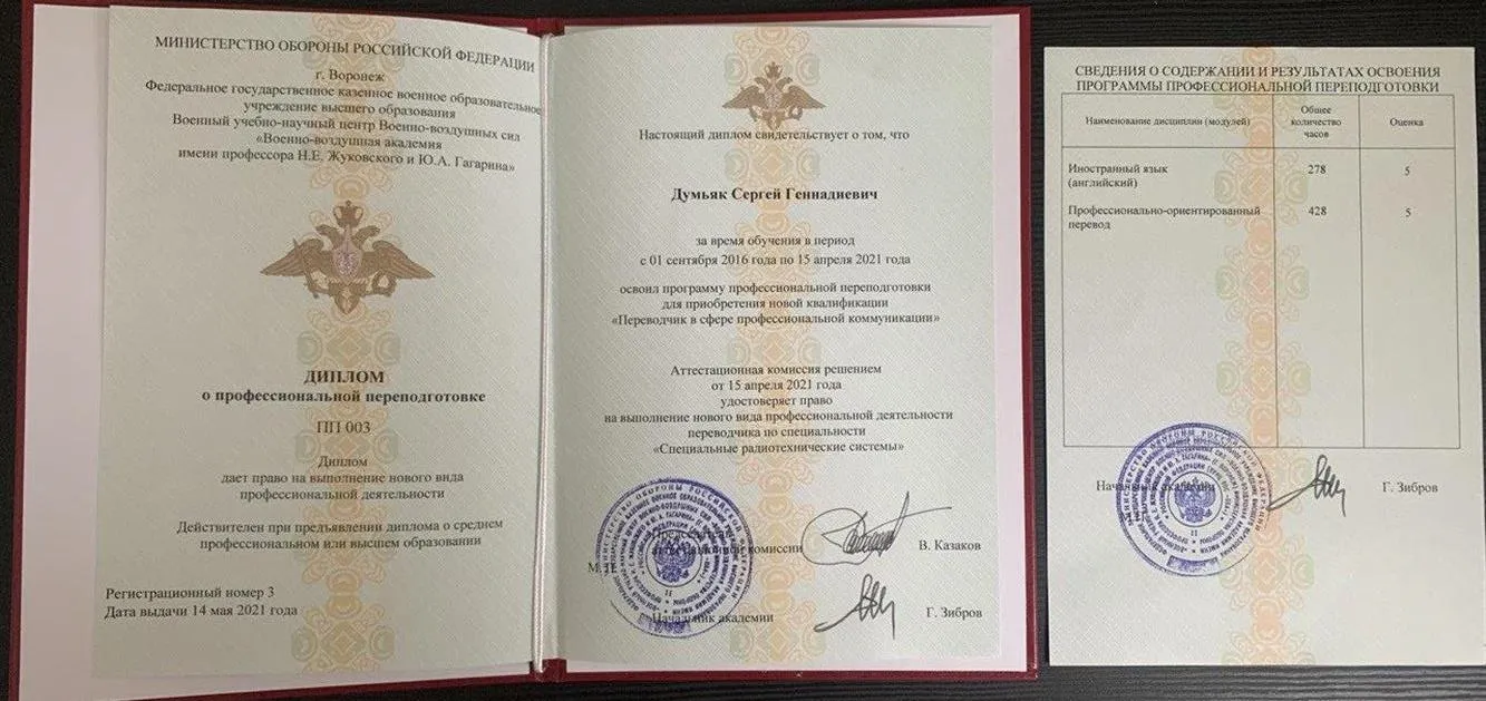 Диплом о профессиональной переподготовке "Переводчик в сфере профессиональной коммуникации"