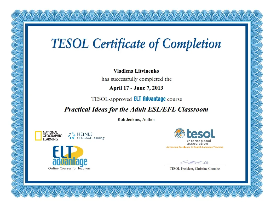 Сертификат TESOL