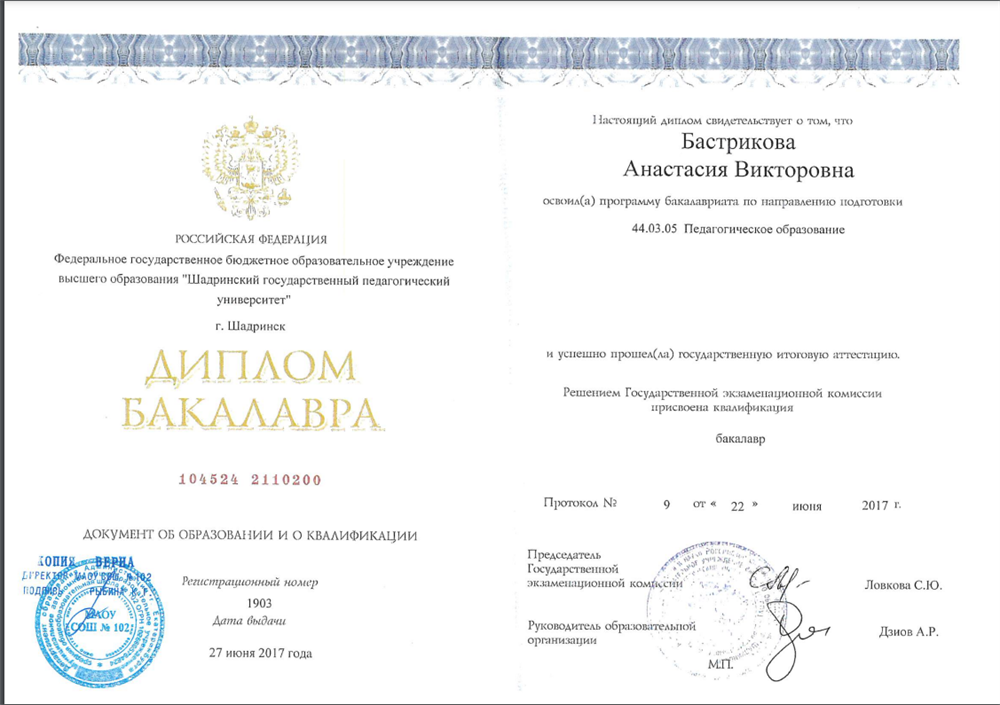 Диплом бакалавра
