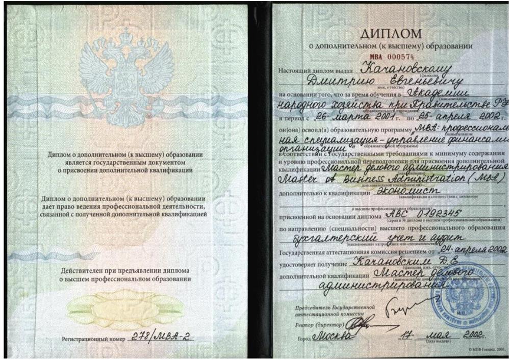 Диплом МВА РАНХиГС