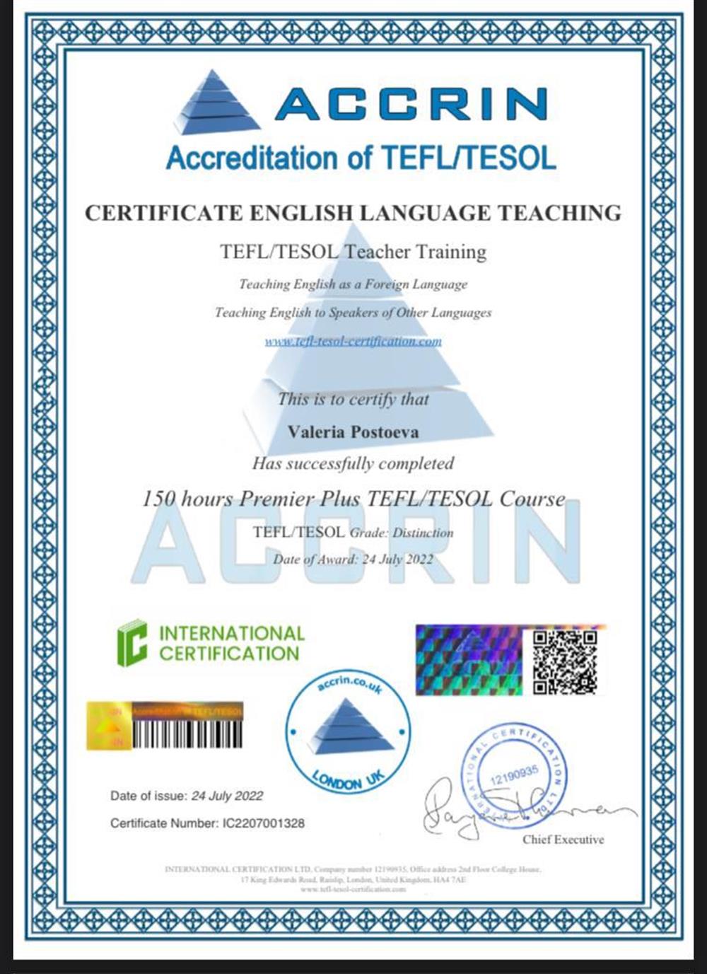 TEFL/TESOL Certificate