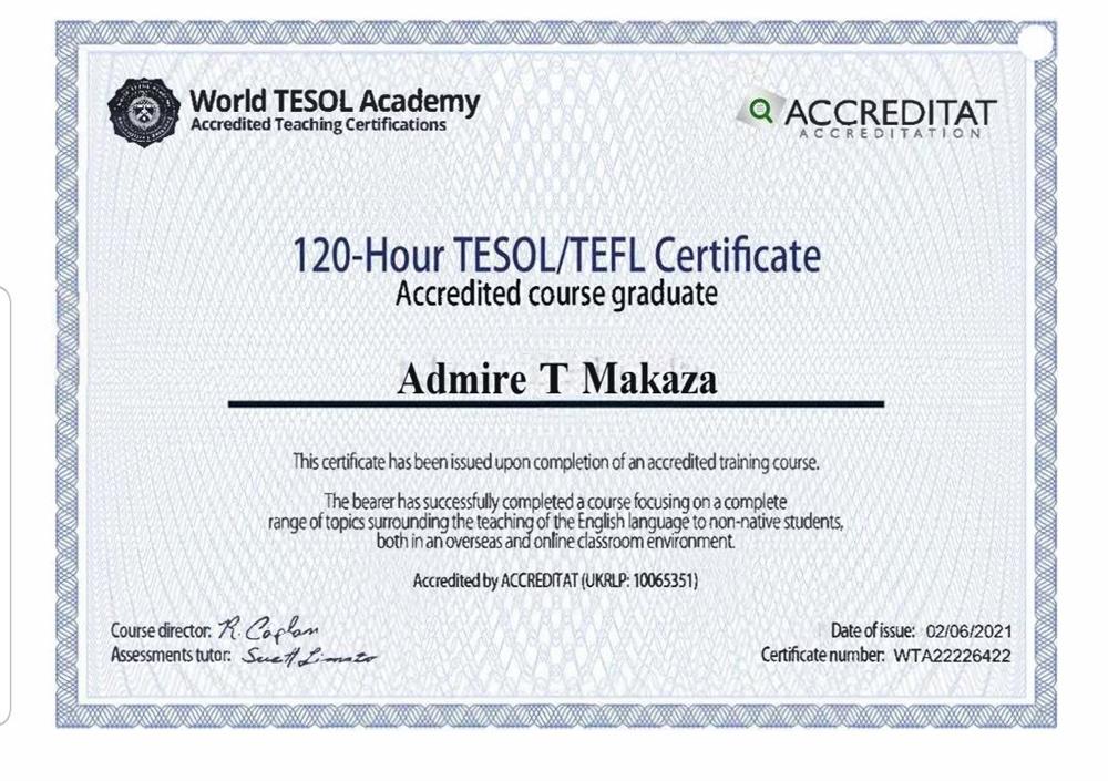 Teaching certificate