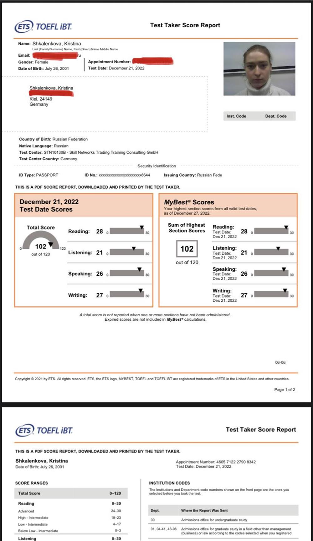 TOEFL test 