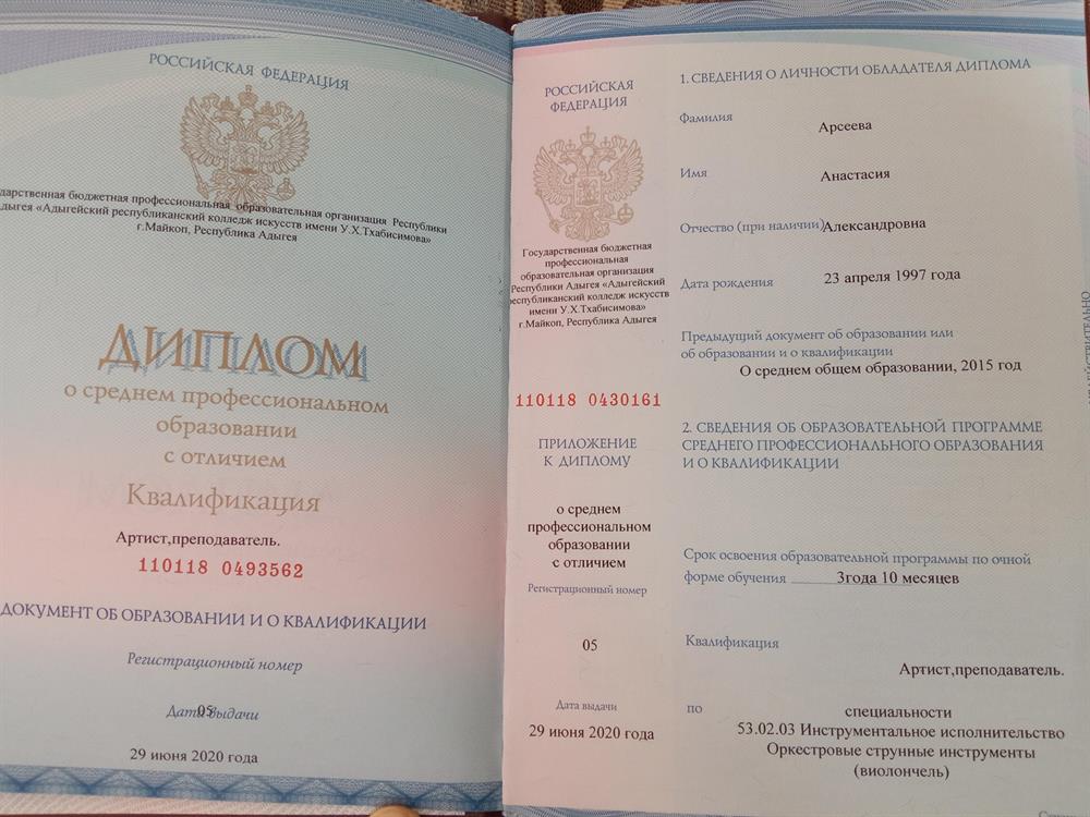 Диплом о среднем специальном образовании