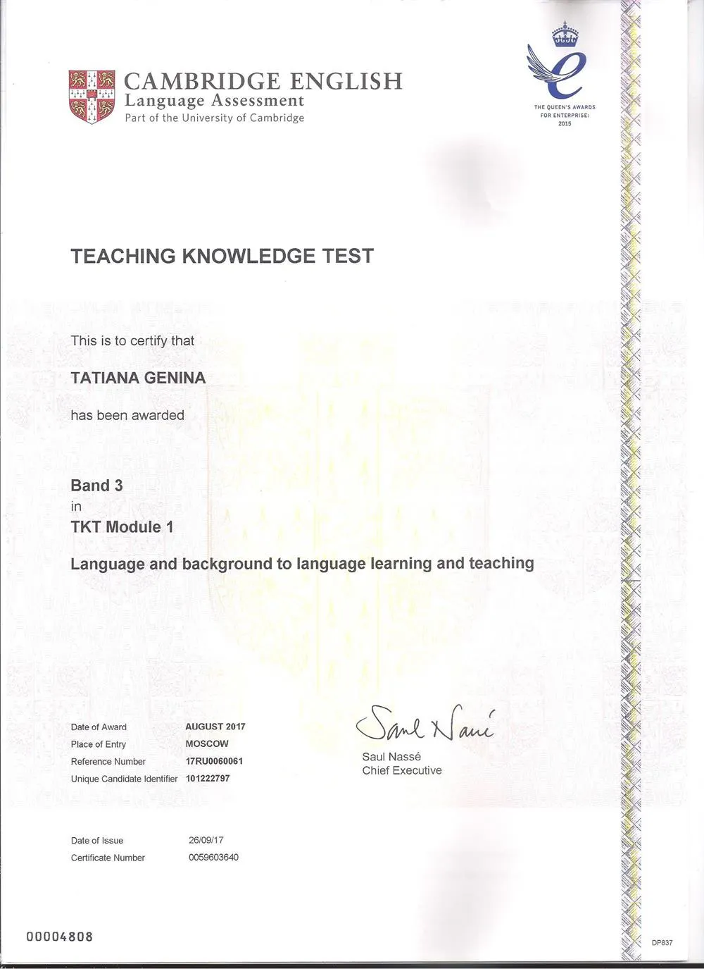 Teaching Knowledge Test (Module 1)