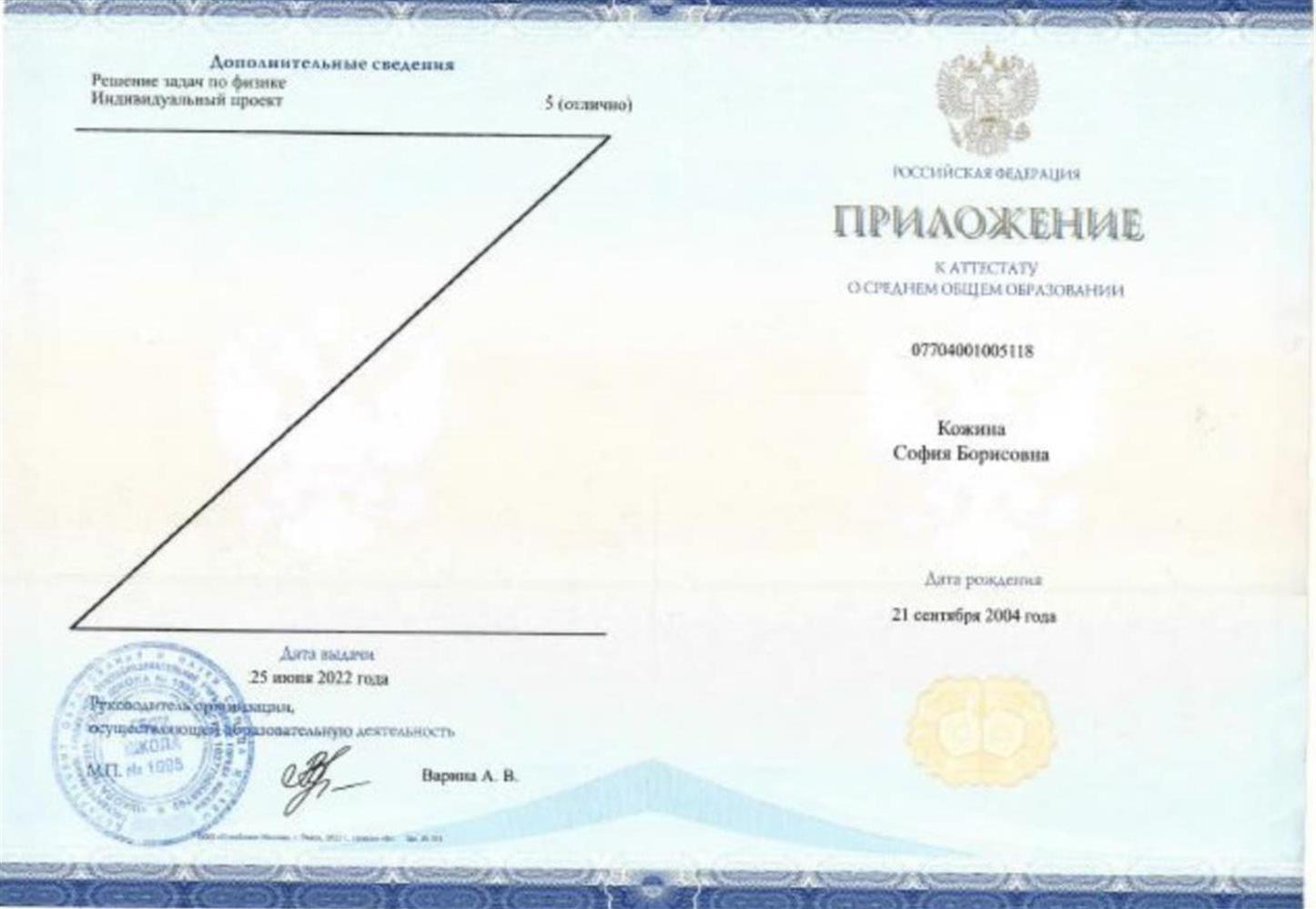 Аттестат 11 класс