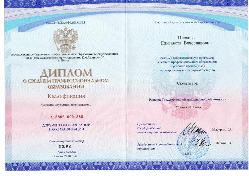 Диплом о среднем профессиональном образовании