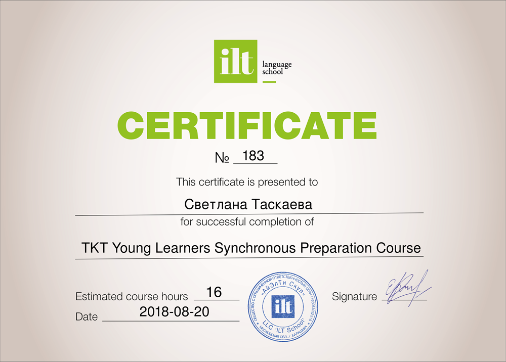TKT Young Learners Synchronous Preparation Course