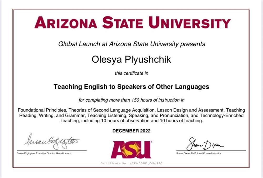 TESOL by Arizona State University (USA)