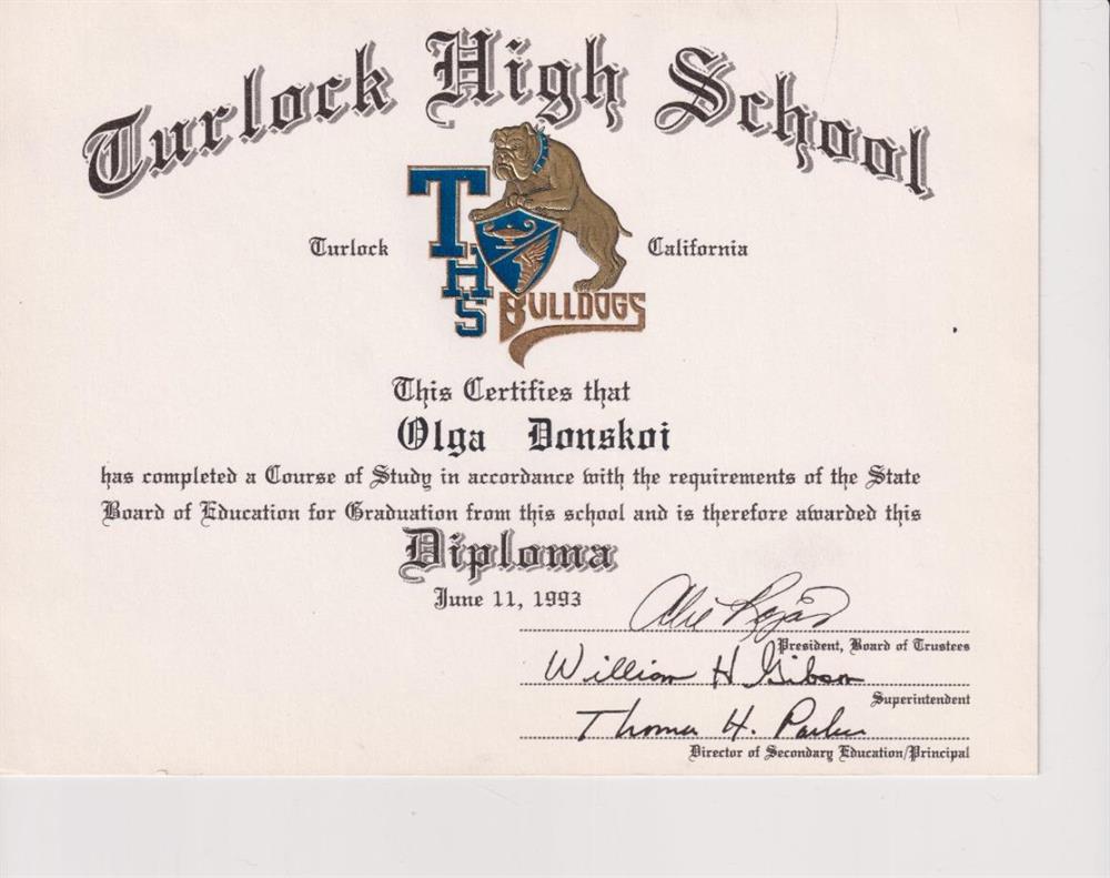 Диплом (Turlock High School)