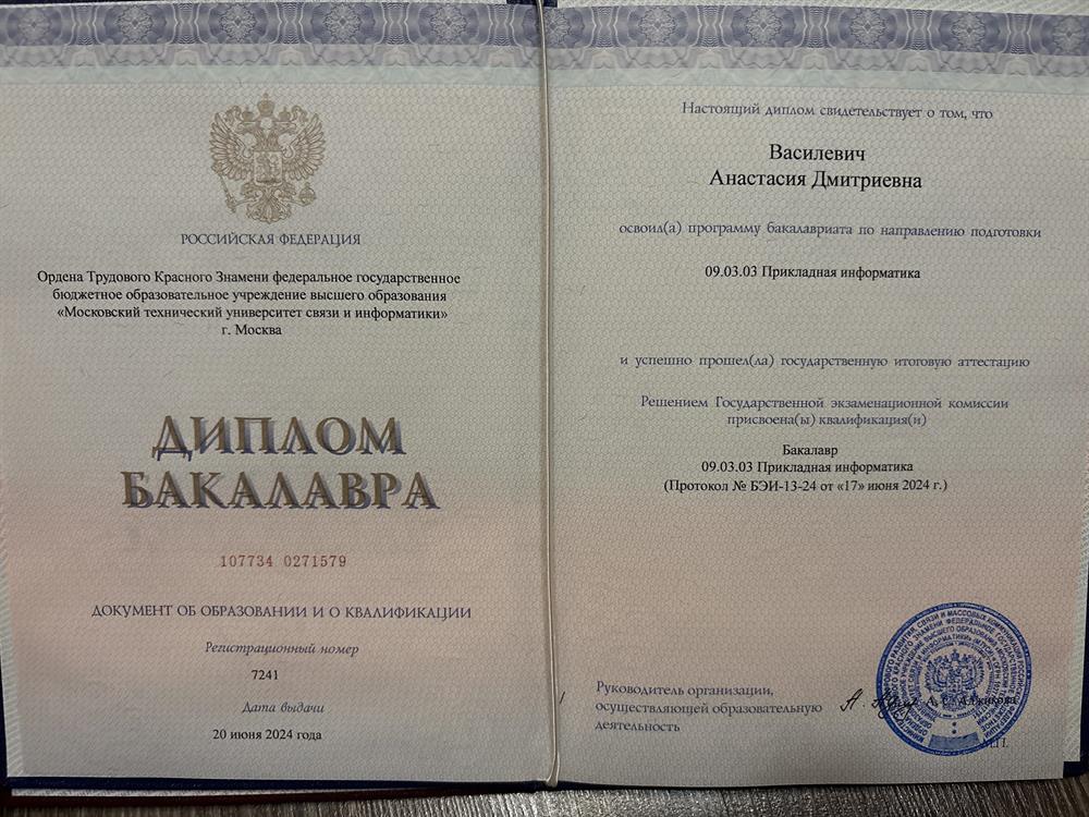 диплом бакалавра по направлению подготовки «прикладная информатика»