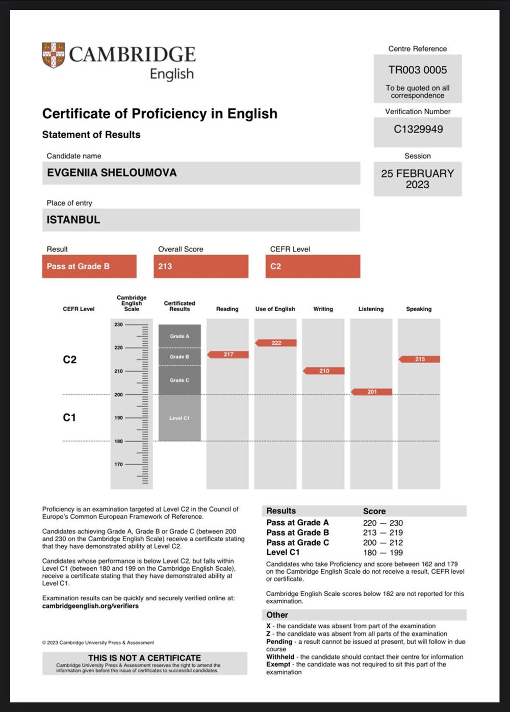 CPE statement of results 