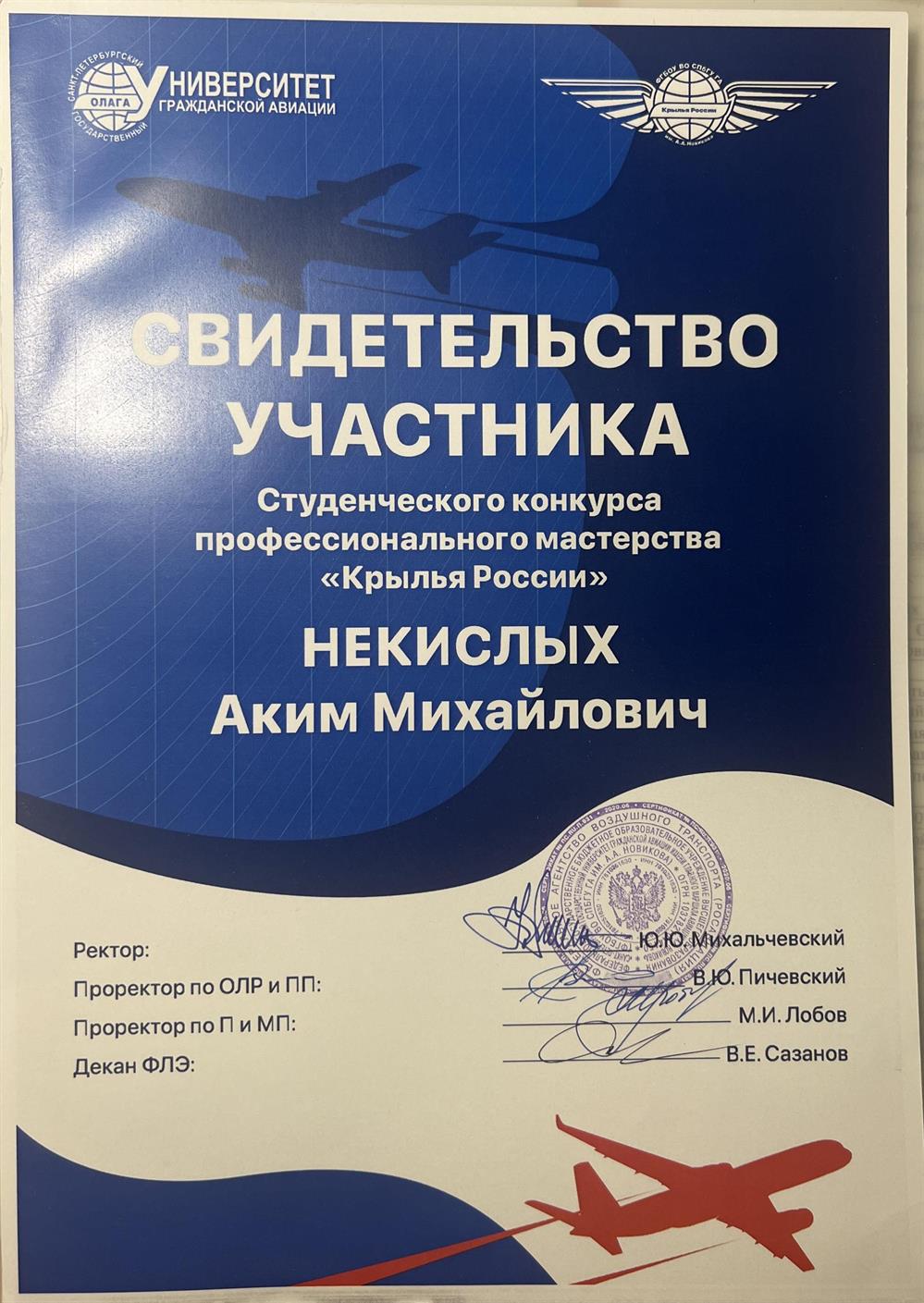 Свидетельство участника проф. конкурса 