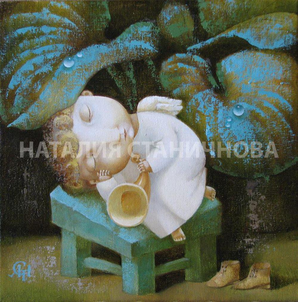 "Уставший Ангел", 35х35, х.м.