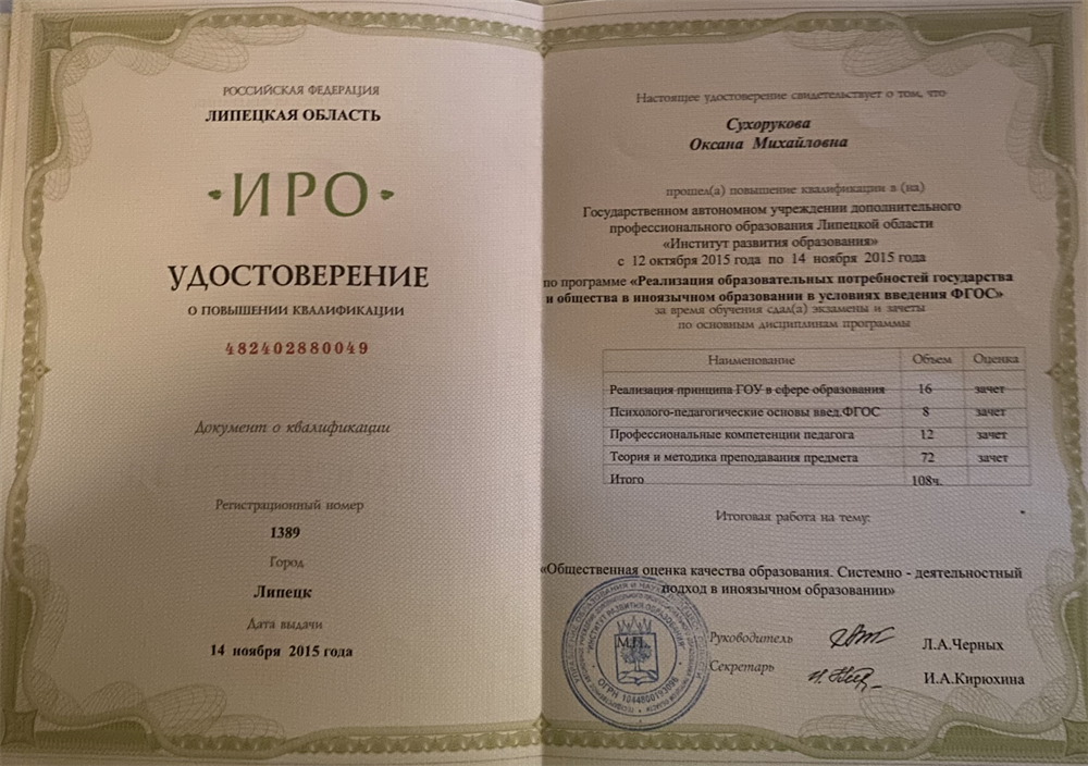 Курсы повышения квалификации 