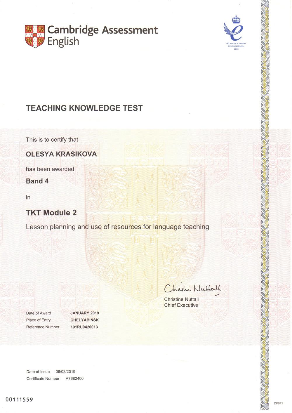 Teaching Knowledge Test, Module 2
