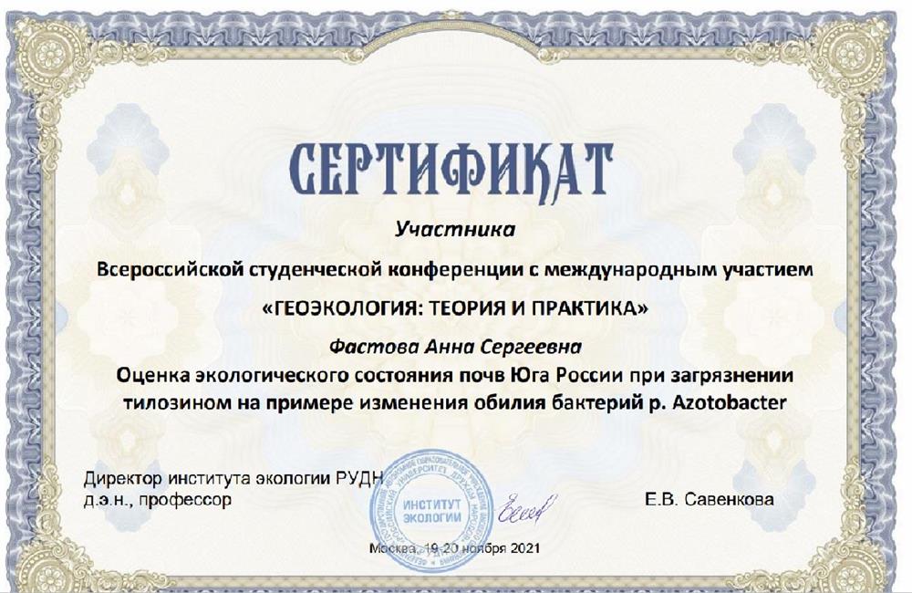 Сертификат участника конференции