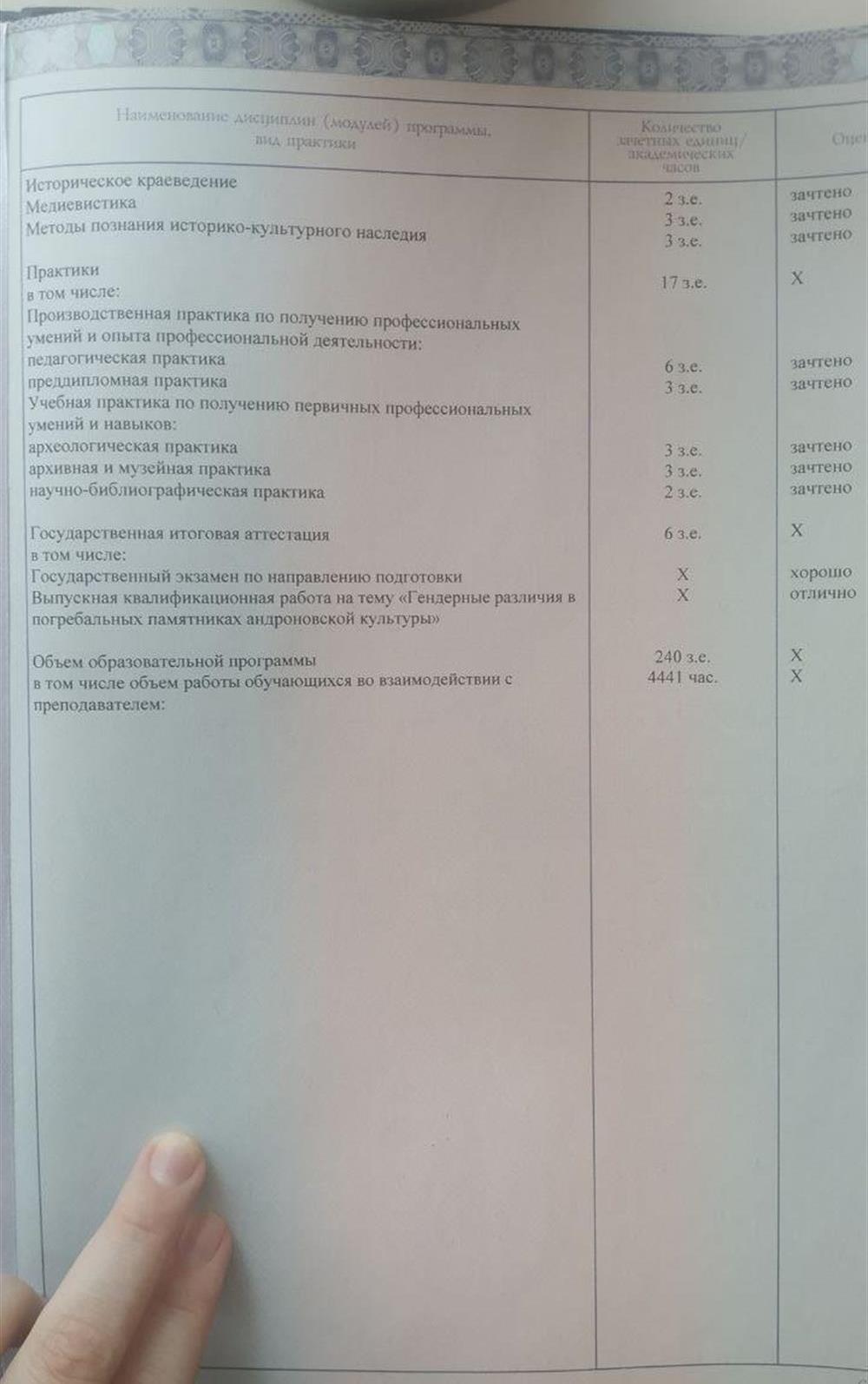 Вкладыш в диплом 
