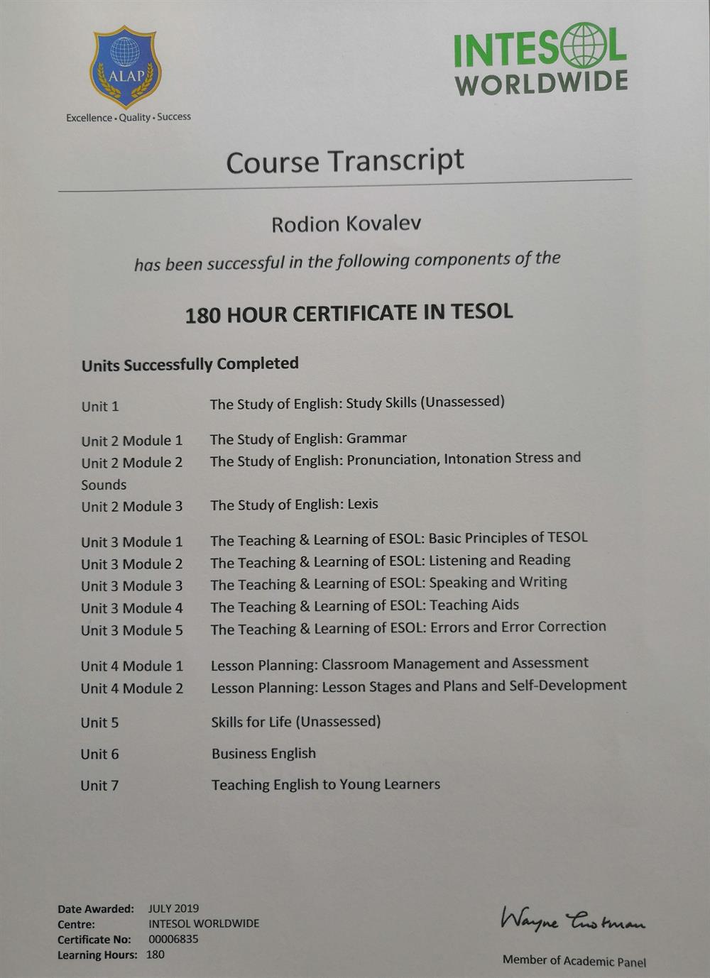 TEFL certificate 