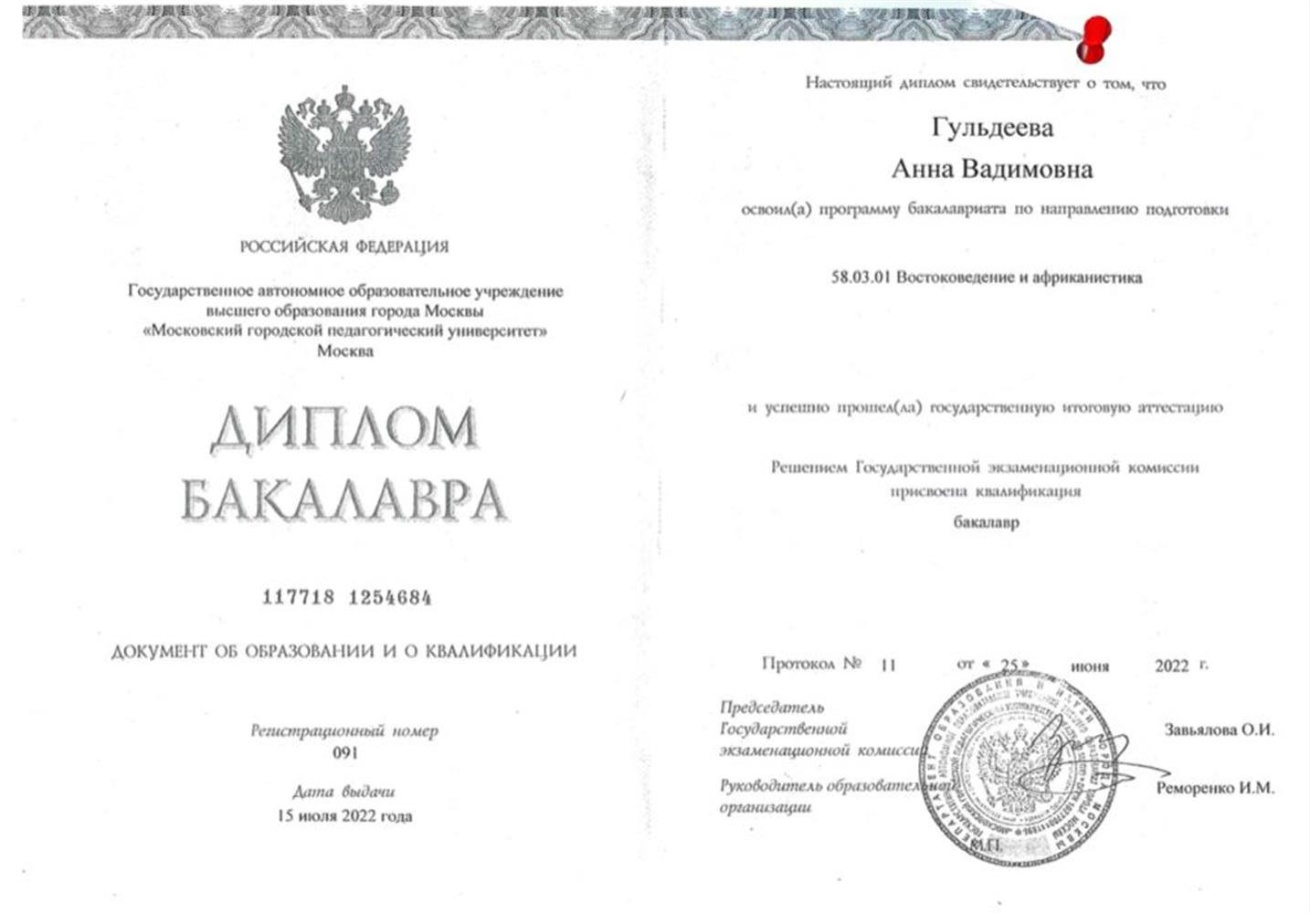 Диплом бакалавра 