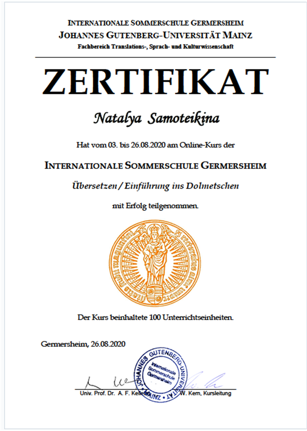 Zertifikat 