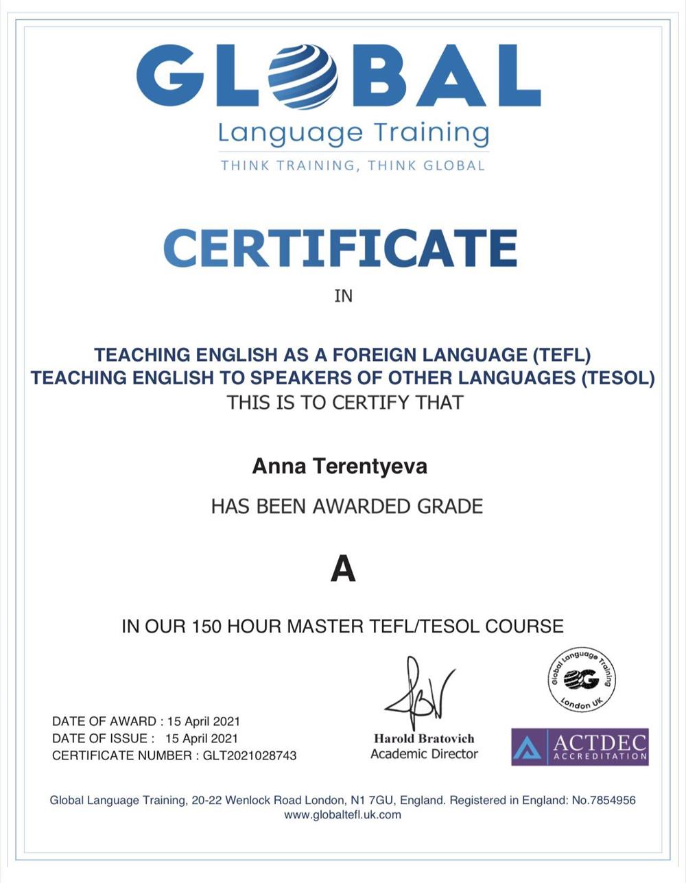 TESOL 150 hours