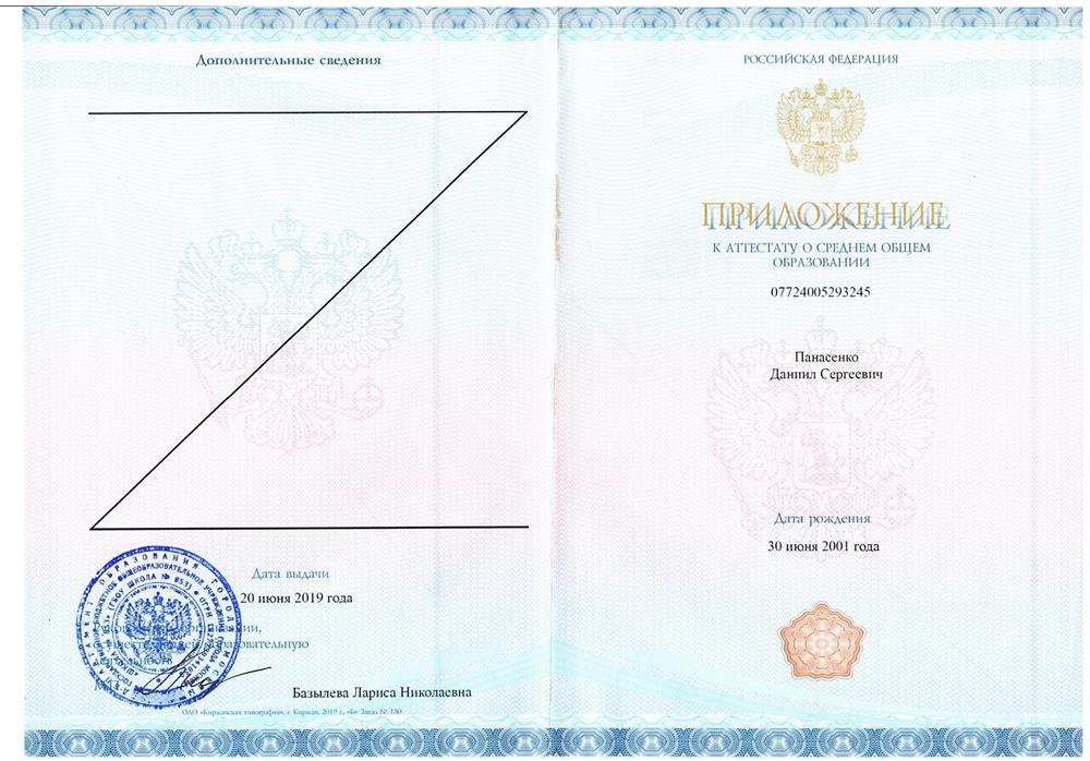 Приложение 1 аттестата о среднем общем образовании