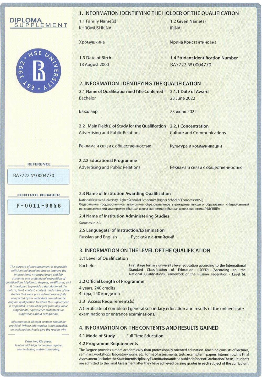 Диплом бакалавра 