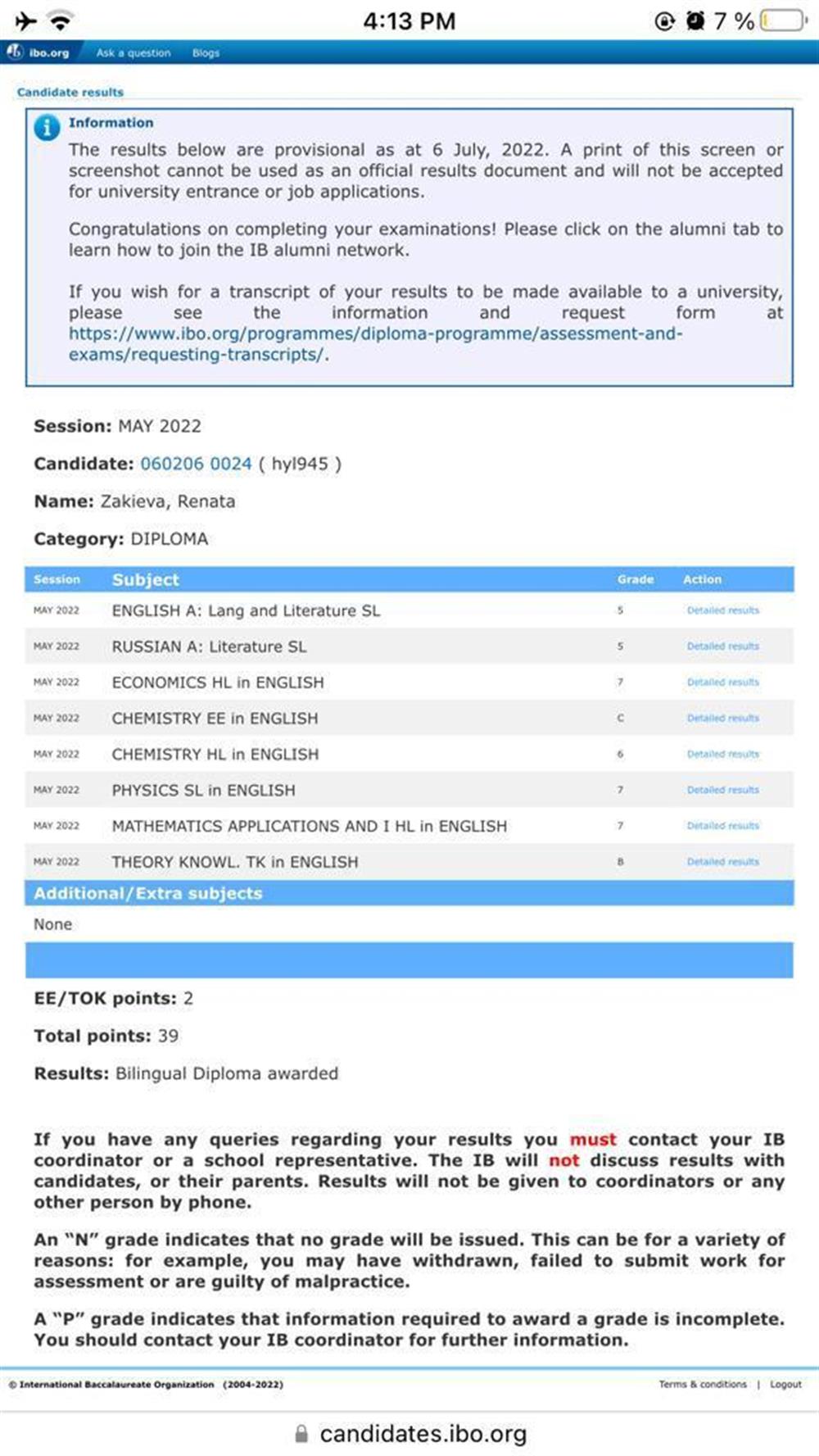 International Bachelor diploma 