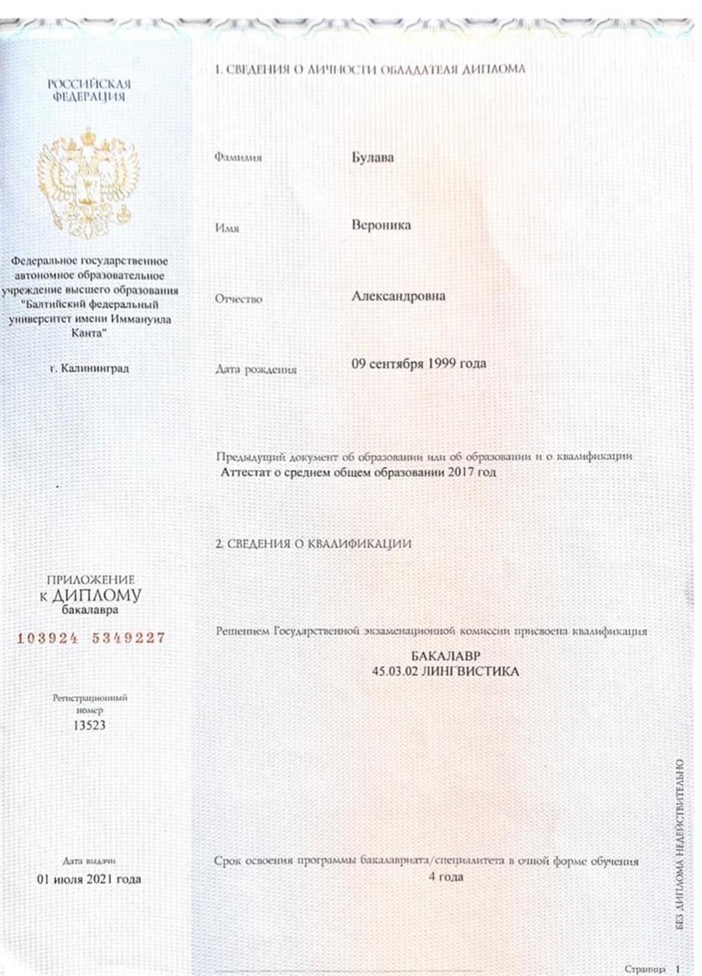 Диплом бакалавра 
