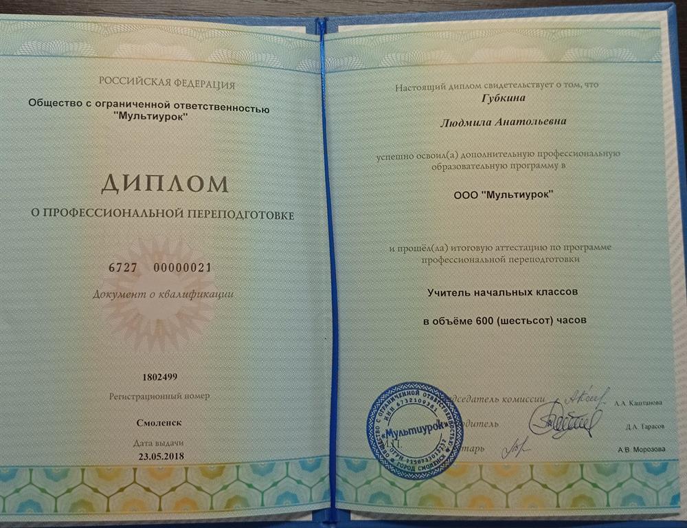 учитель начальных классов 