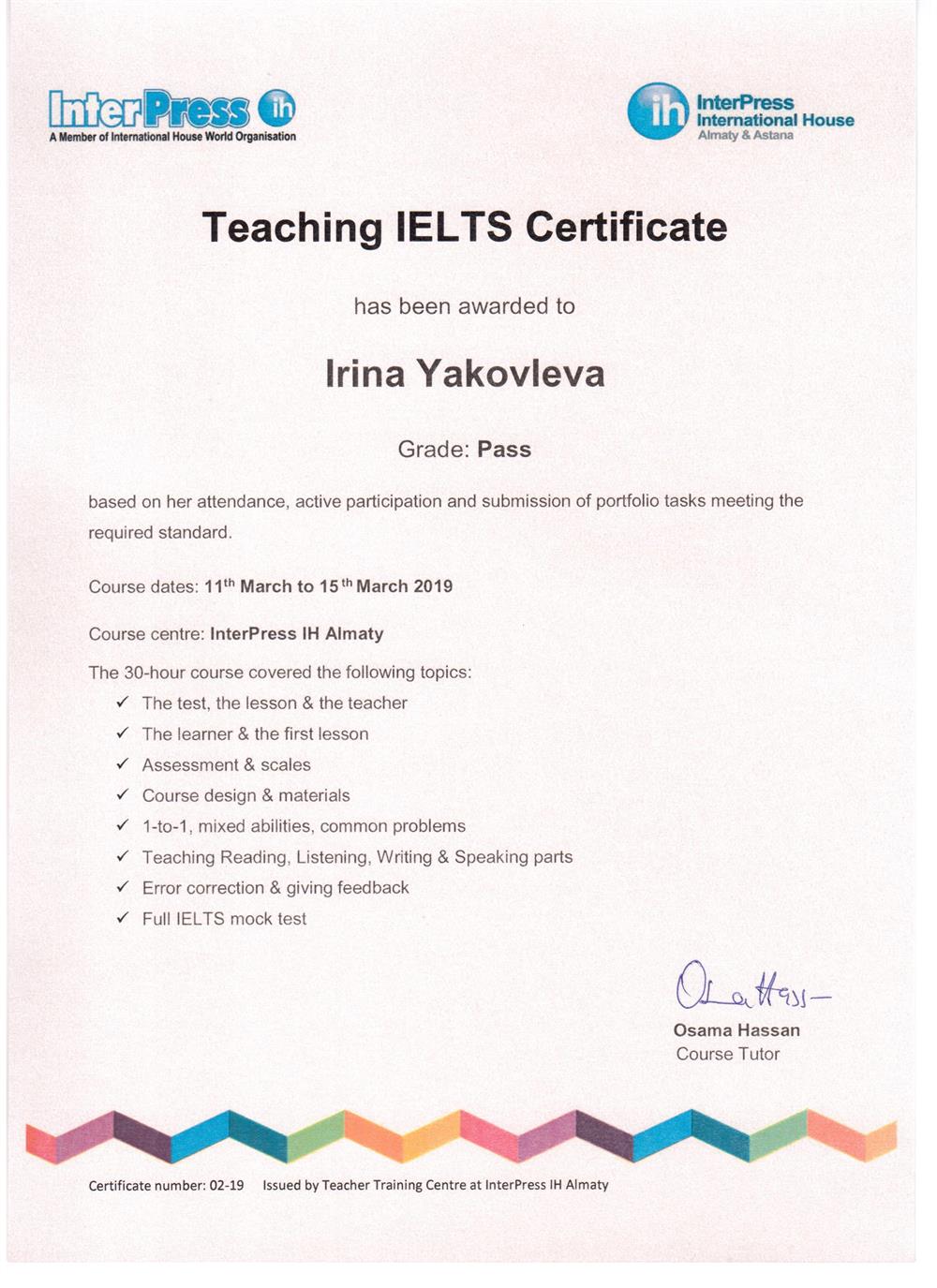 Teaching IELTS Certificate