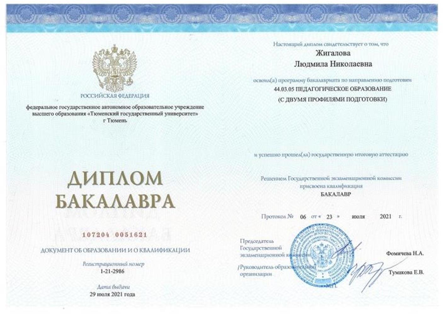 Диплом бакалавра