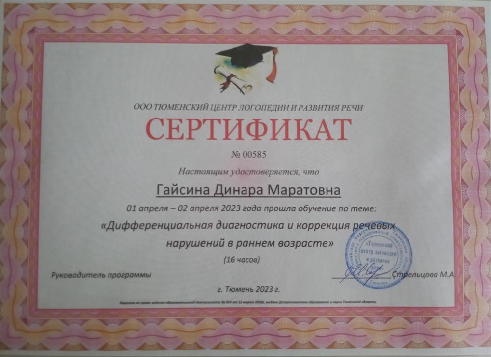Сертификат дополнительного образования 