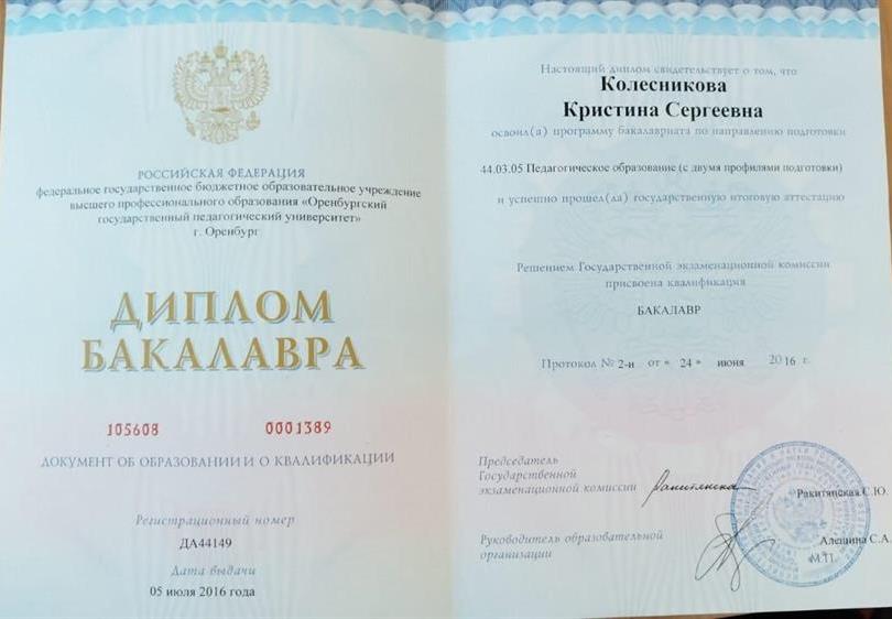 Диплом Бакалавра 