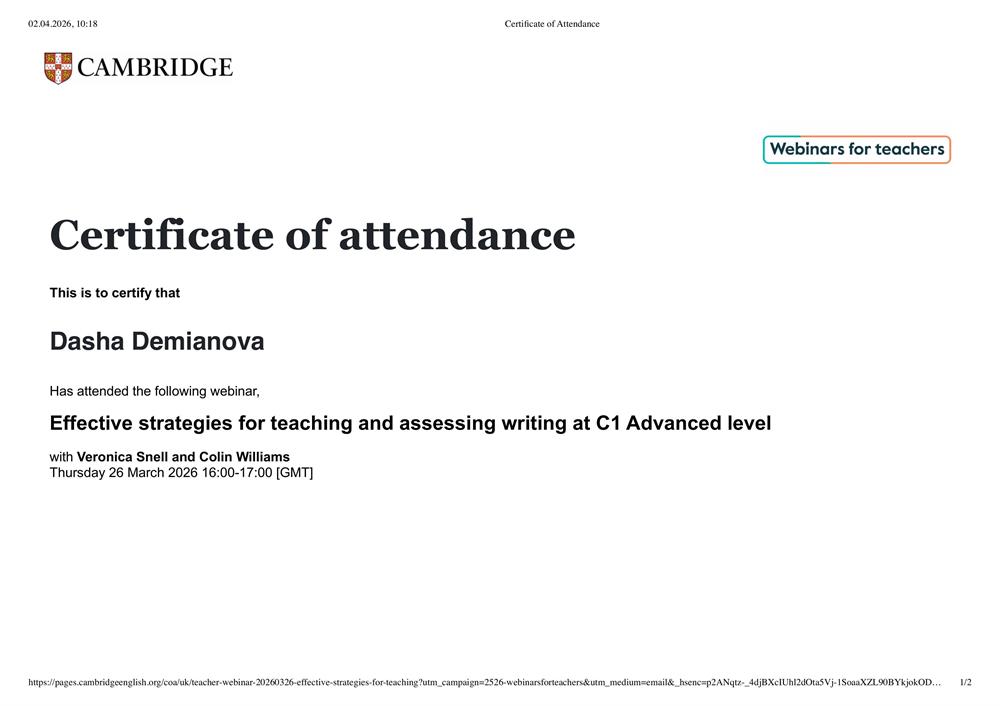 Effective strategies for teaching and assessing writing at C1 Advanced level
Cambridge University Press 