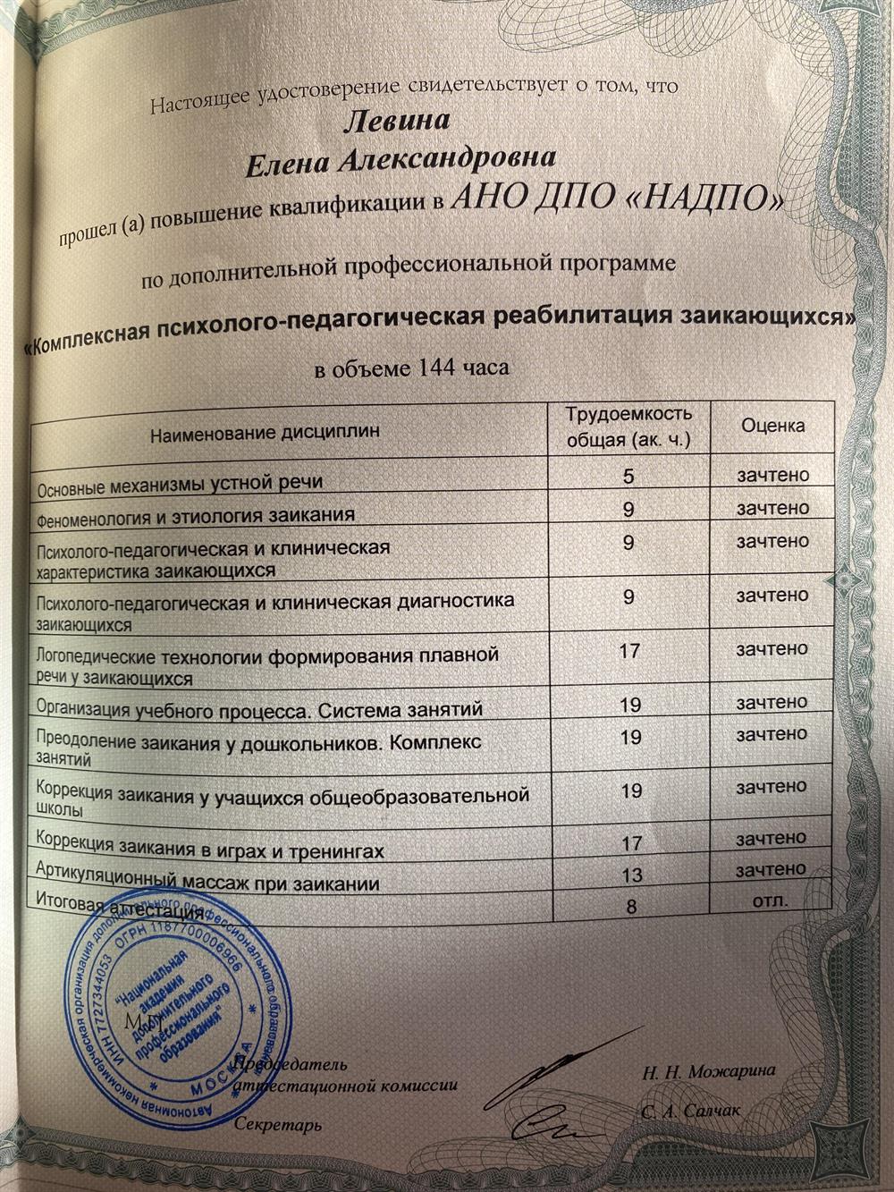 Удостоверение о повышении квалификации