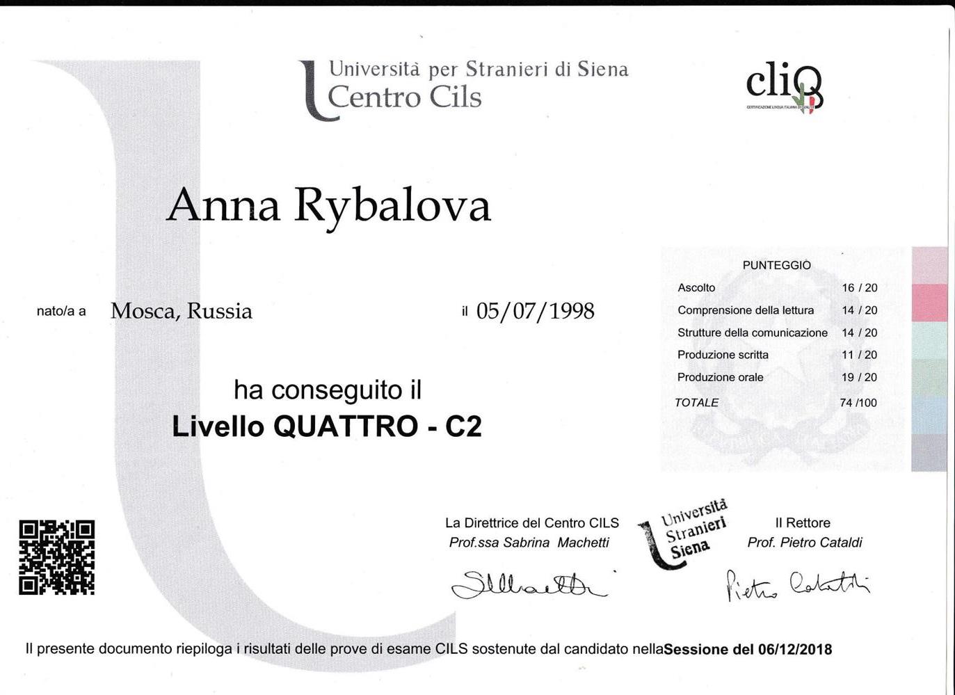 CERTIFICAZIONE CILS C2