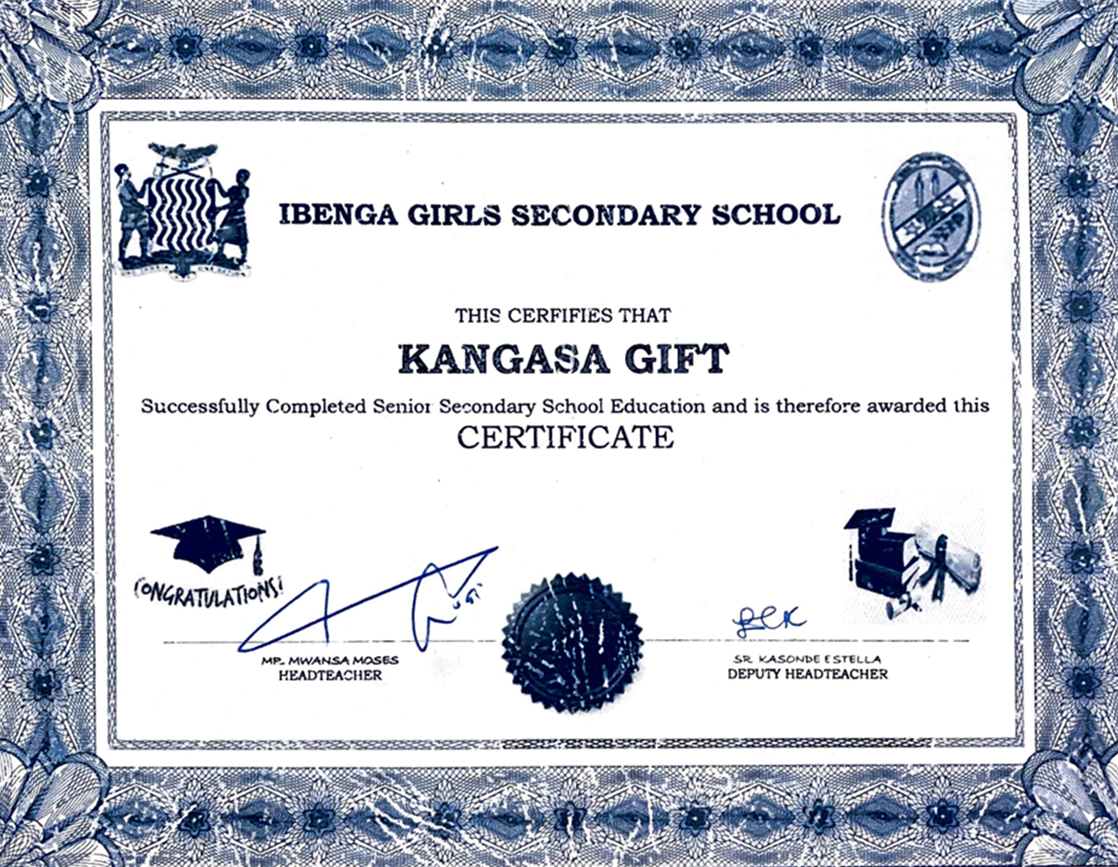 Certificate of completion of high school education 
