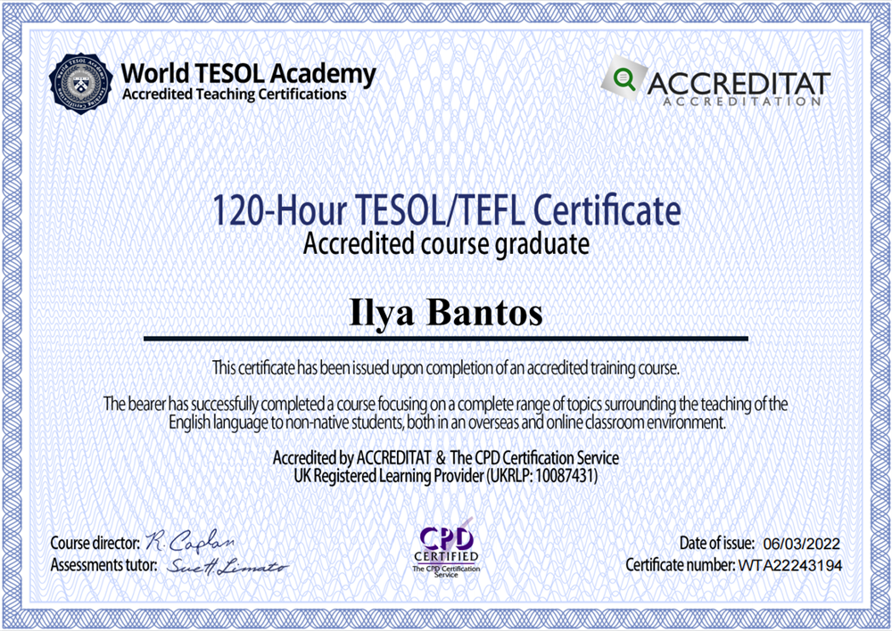 120-Hour TESOL\TEFL Certificate