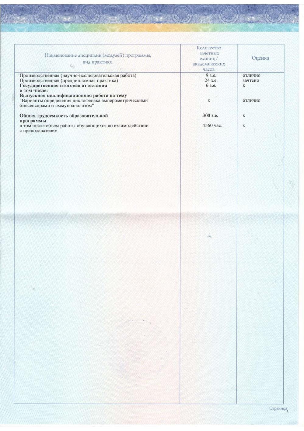 Приложение к диплому стр. 3