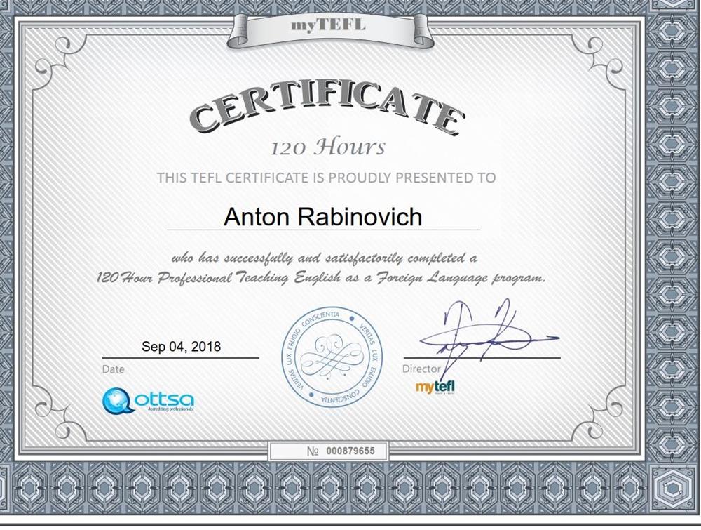 120 hour TEFL certificate