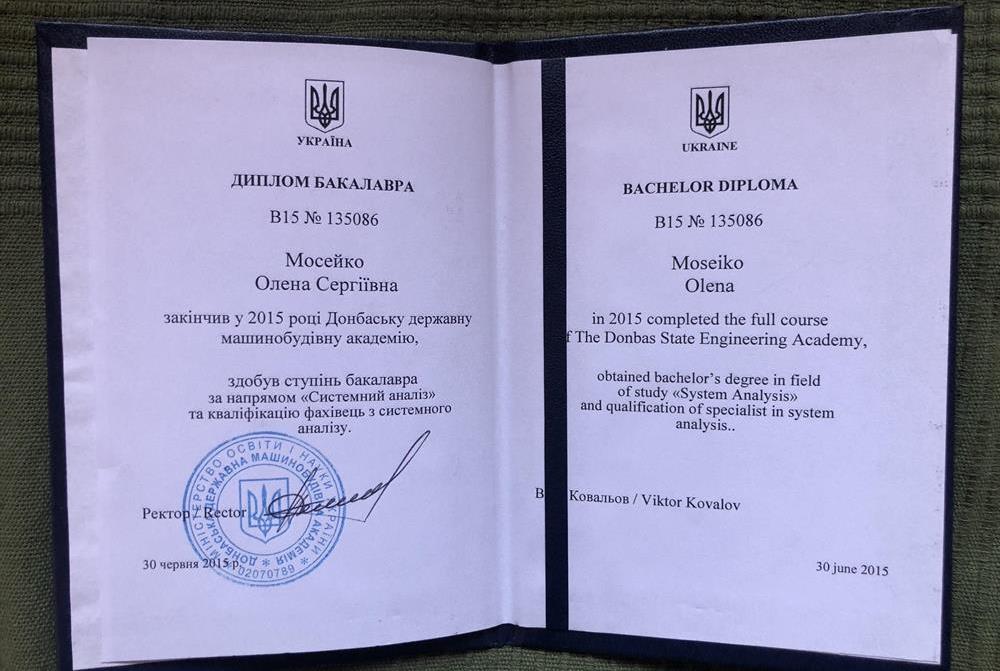 Диплом бакалавра по направлению «Системный анализ»