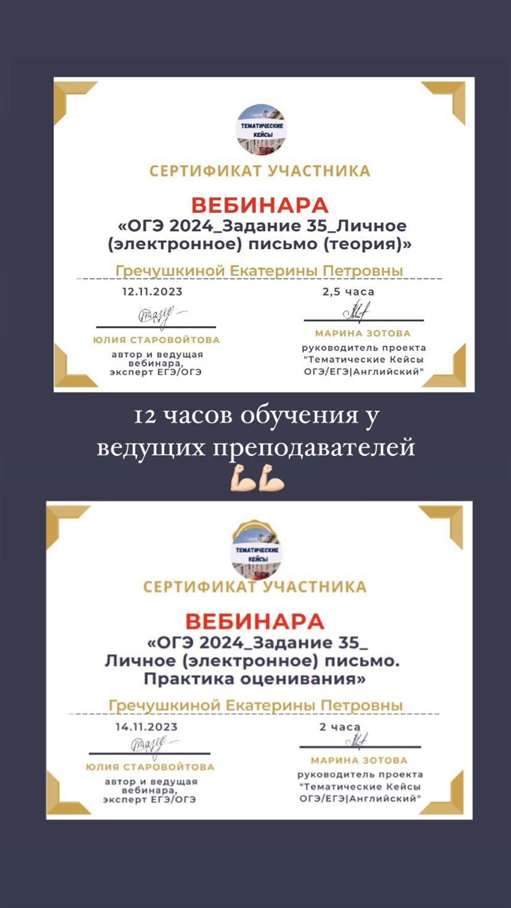 Сертификаты. 