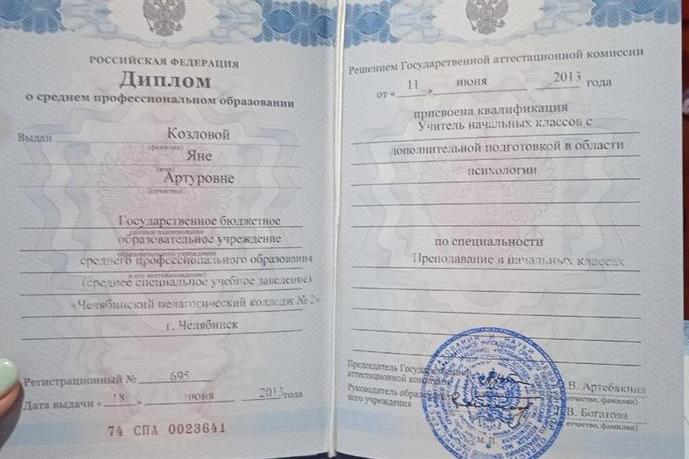 Диплом о среднем профессиональном образовании